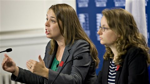 Les présidentes de la FEUQ et de la FECQ, Martine Desjardins et Éliane Laberge