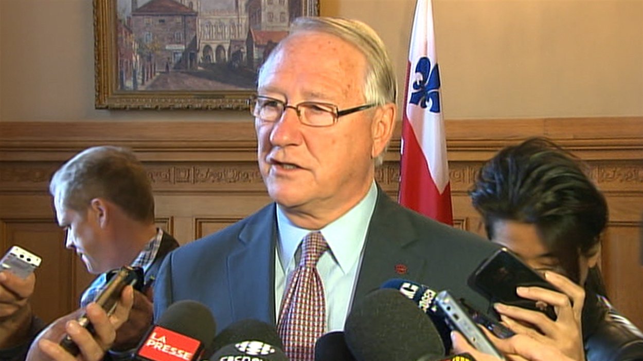 Gérald Tremblay en conférence de presse, lundi