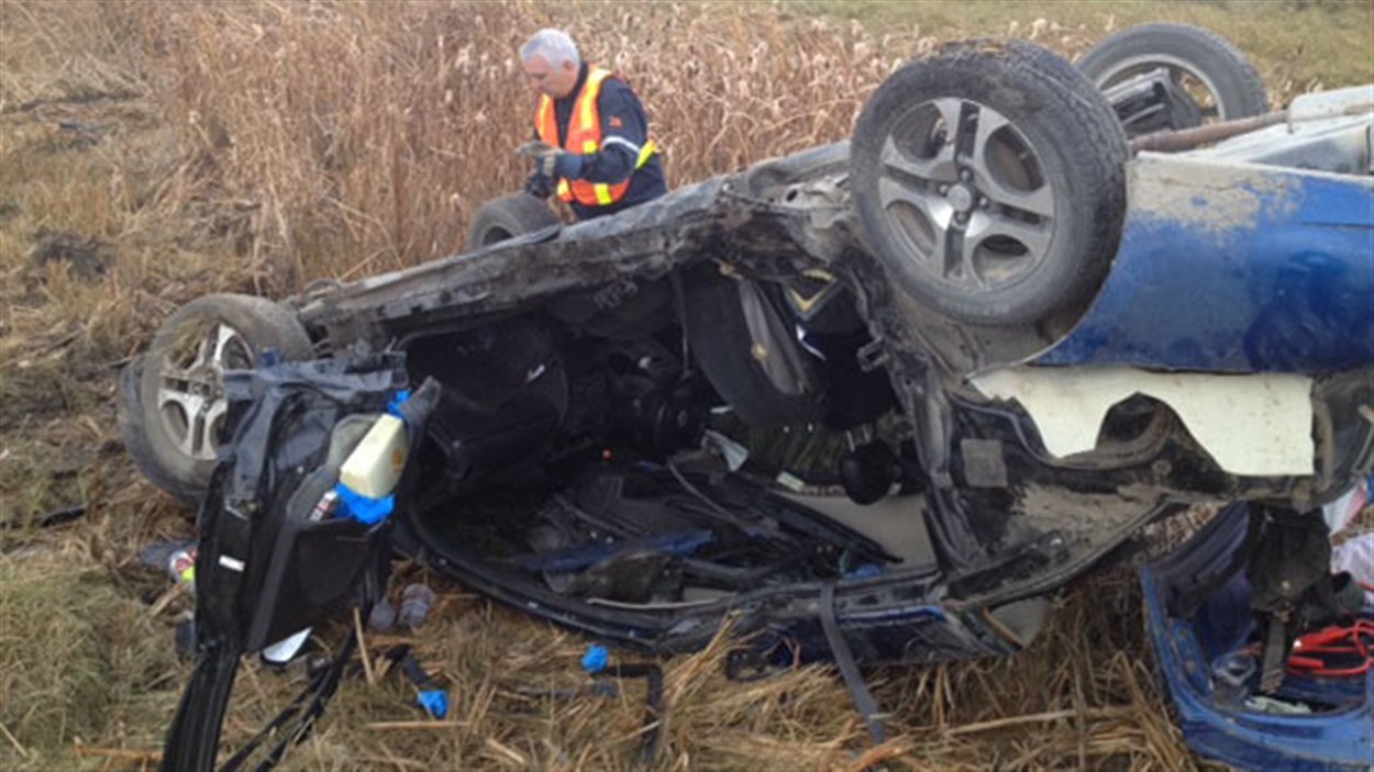 accident autoroute 11 et de la route Wanuskewin