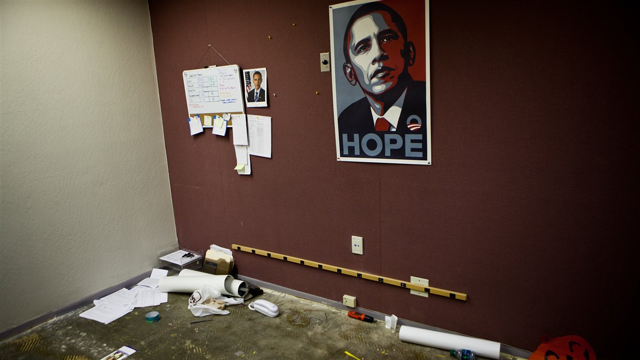 Les bureaux de campagne de Barack Obama commencent déjà à être nettoyés au Nevada.