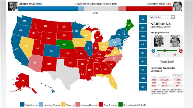 Carte interactive de CNN pour faire ses propres prévisions électorales.