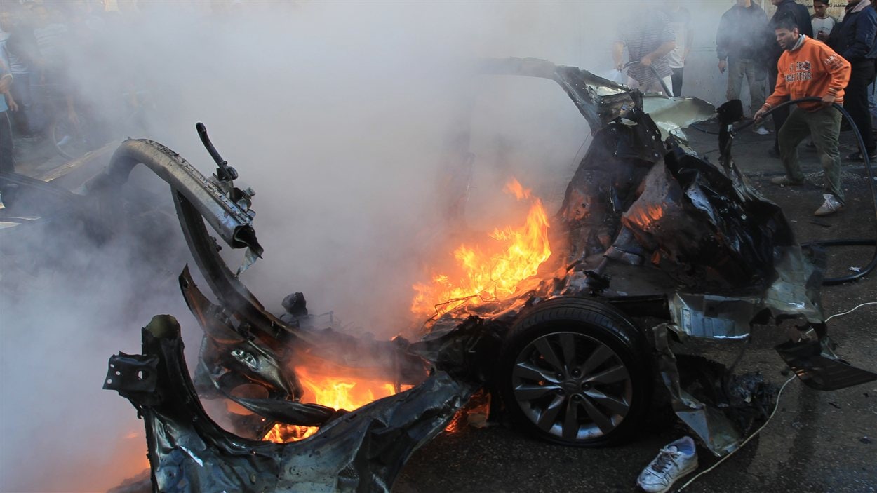 Les restes de la voiture d'Ahmad Jabbari