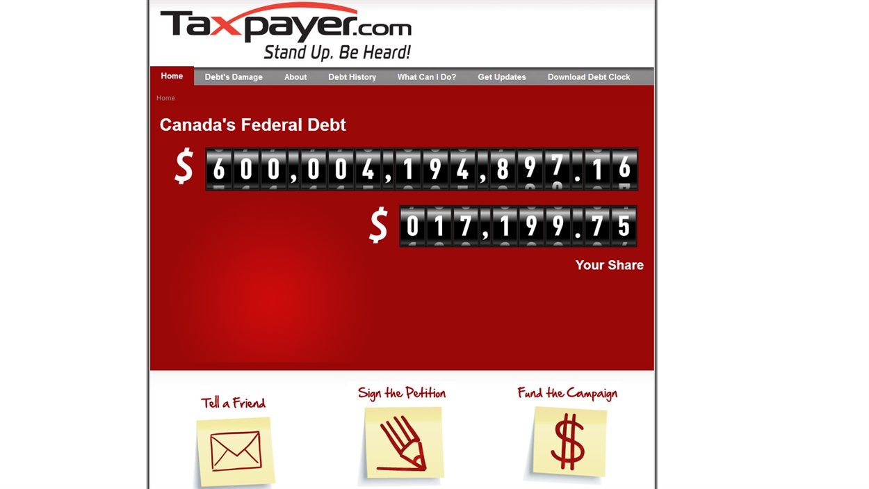 La dette du Canada samedi soir, selon la Fédération canadienne des contribuables