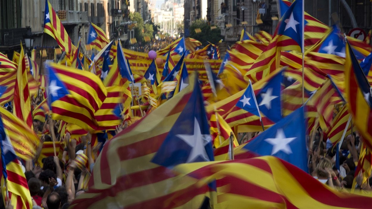 Des partisans de l'indépendance de la Catalogne.