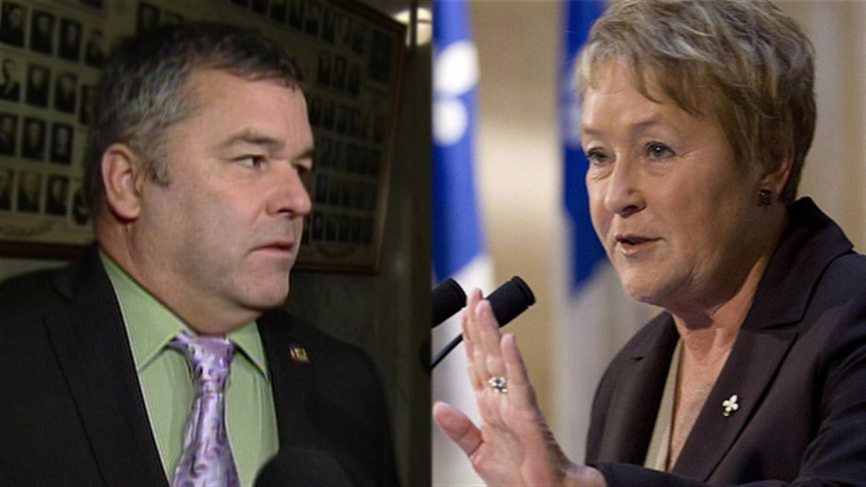 L'ex-ministre de l'Environnement, Daniel Breton, et Pauline Marois, première ministre du Québec