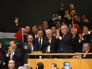 La délégation palestinienne après le résultat du vote