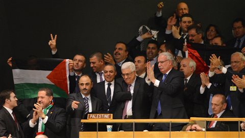 La délégation palestinienne après le résultat du vote