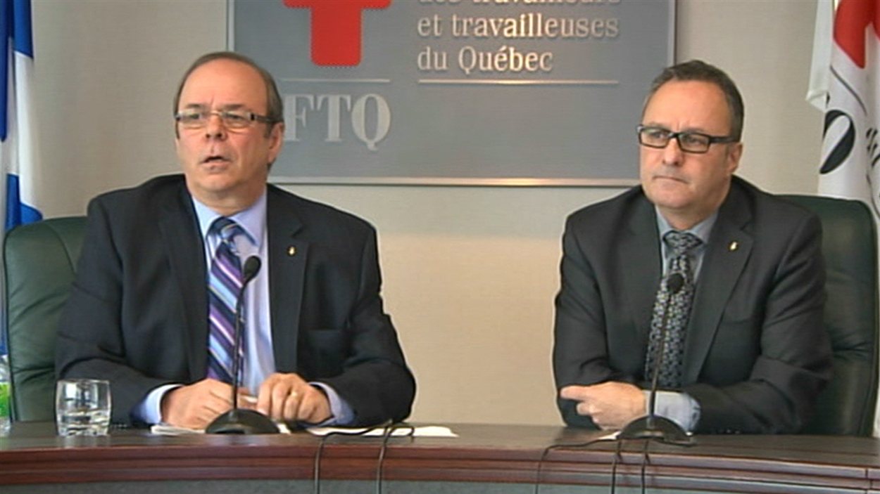 Le président et le secrétaire général de la FTQ, Michel Arsenault et Daniel Boyer