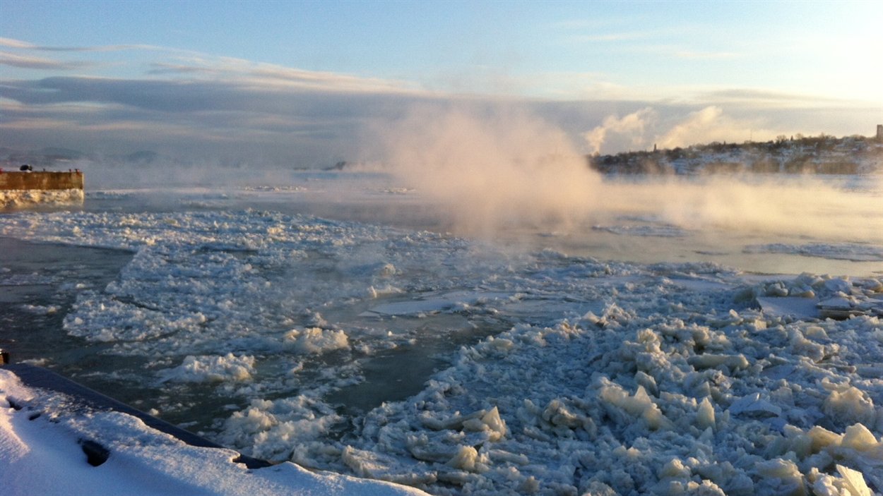 Un épais couvert de glace s'est formé sur le fleuve Saint-Laurent
