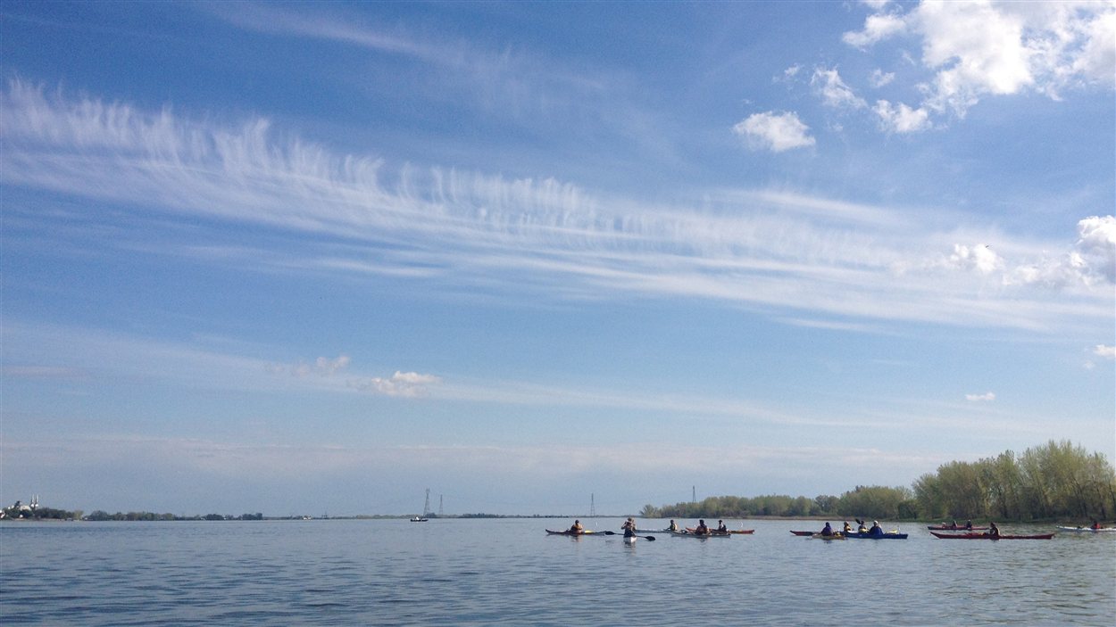 Des kayakistes sur le fleuve Saint-Laurent