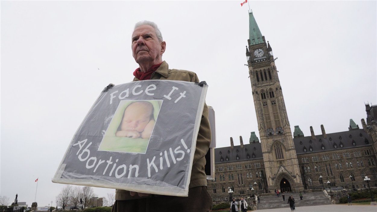 Militant anti-avortement devant le parlement à Ottawa
