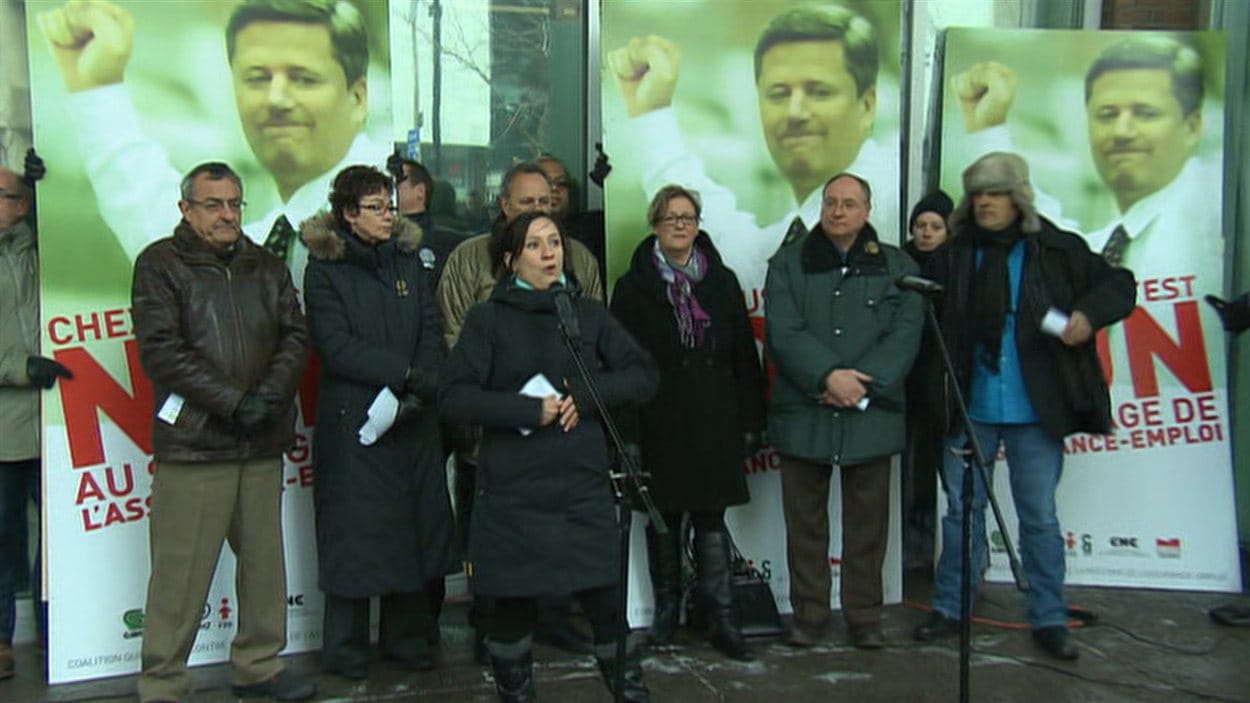 Les représentants de la coalition en conférence de presse à Montréal.