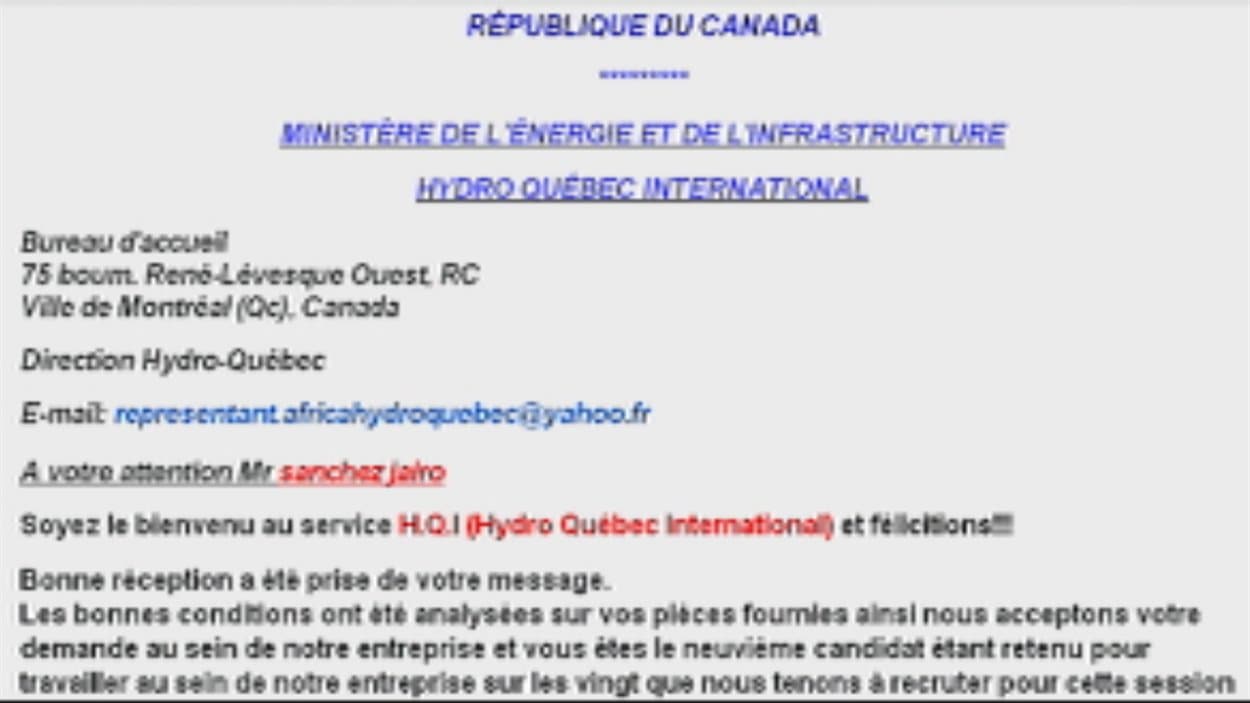 Fausse Offre D Emploi D Hydro Quebec Un Sherbrookois Victime De Fraude Radio Canada Ca