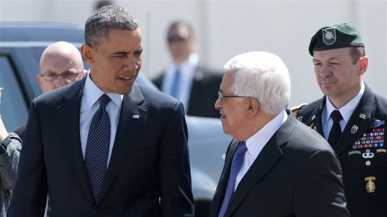 Le président américain Barack Obama en compagnie du président de l'Autorité palestinienne, Mahmoud Abbas, à Ramallah