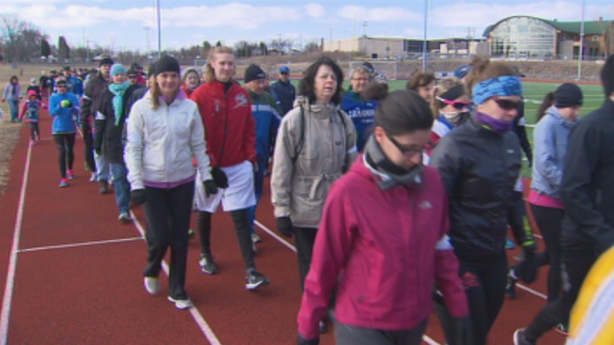 Les coureurs au parc Saint-Jacques