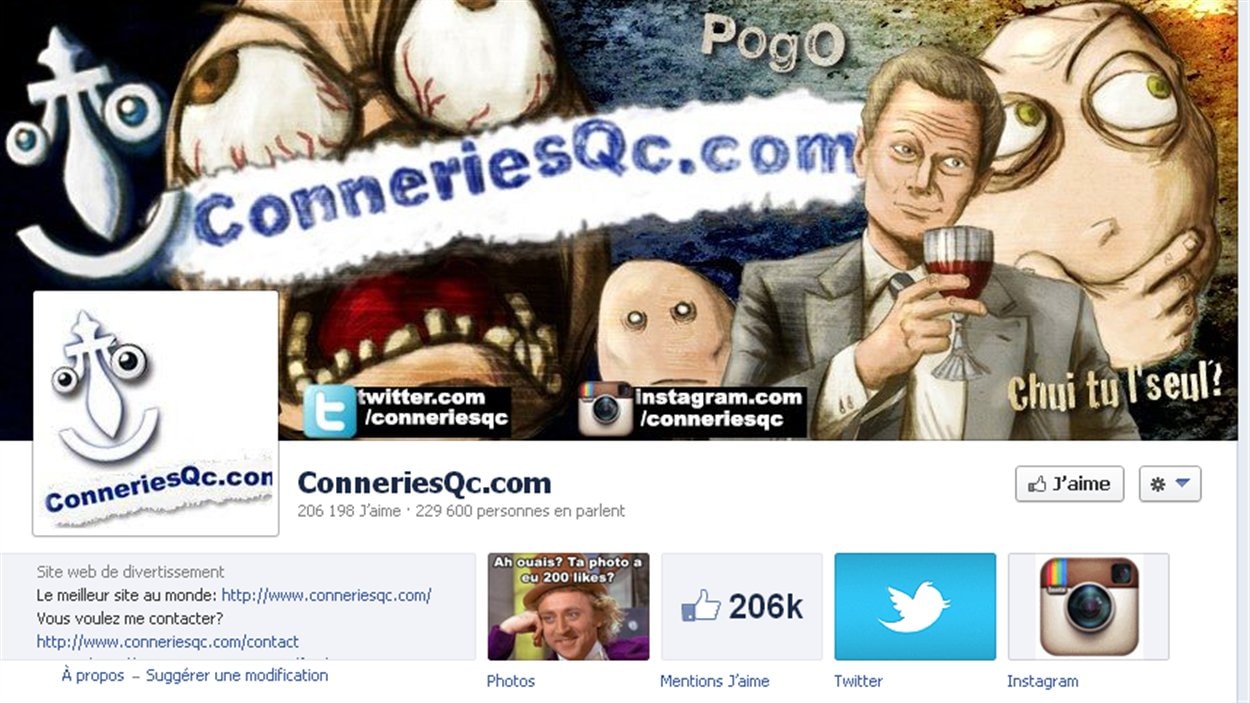 La page Facebook ConneriesQc