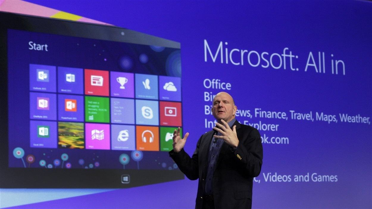Le président de Microsoft, Steve Ballmer, au lancement de Microsoft 8