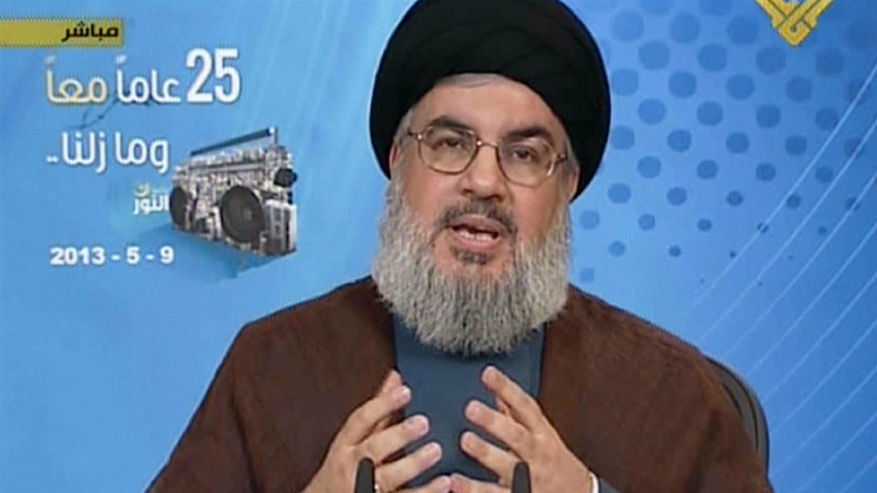 Capture d'écran du discours de Hassan Nasrallah diffusé par Al-Manar
