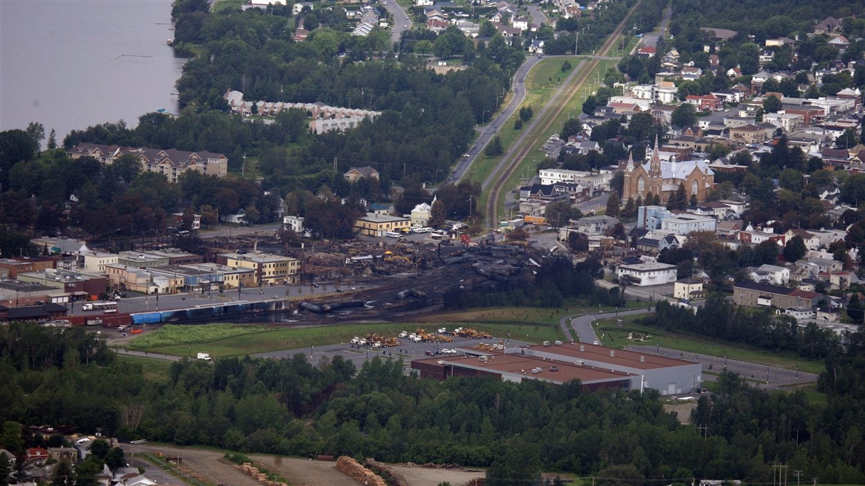La ville de Lac-Mégantic vue des airs