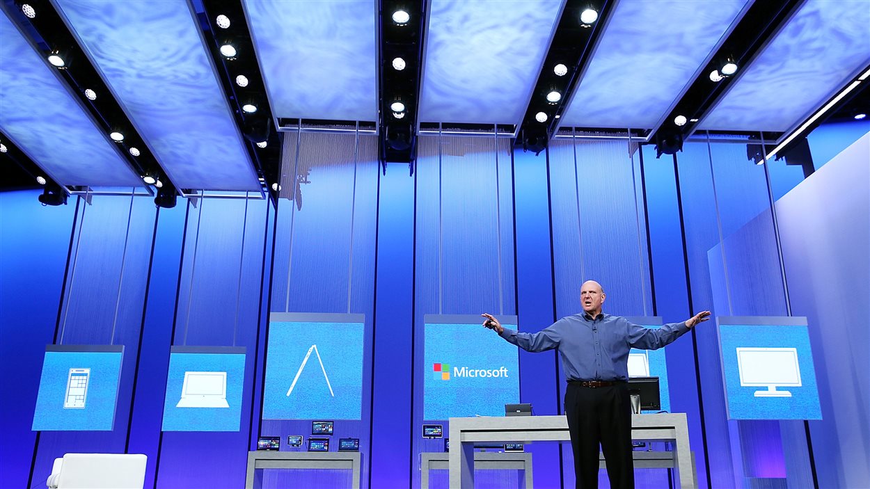 Le chef de la direction de Microsoft, Steve Ballmer, lors d'une conférence à San Francisco, le 26 juin 2013