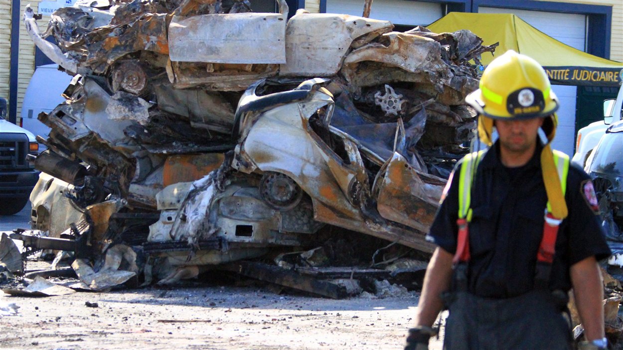 Les travaux se poursuivent à Lac-Mégantic, 8 juillet 2013