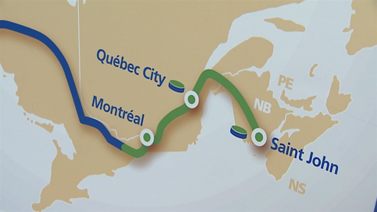 Le tracé du projet de TransCanada dans l'est du pays.
