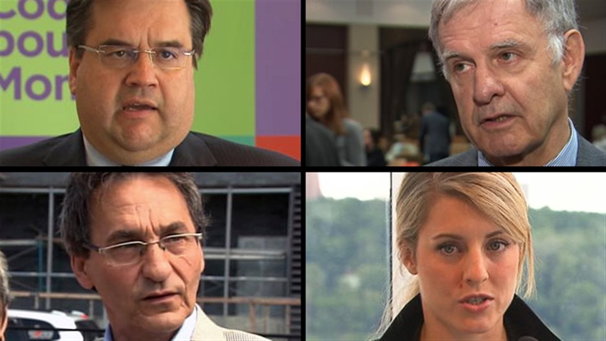 Denis Coderre, Marcel Côté, Richard Bergeron et Mélanie Joly, quatre aspirants maires de Montréal.