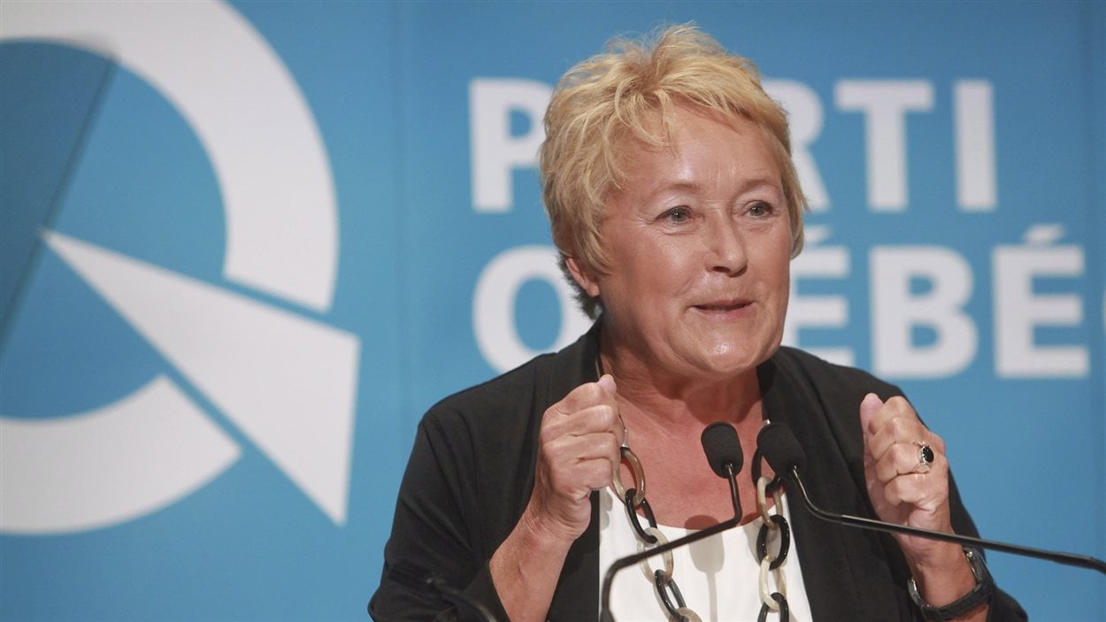 Pauline Marois lors de son discours devant des jeunes du PQ, le 25 août 2013