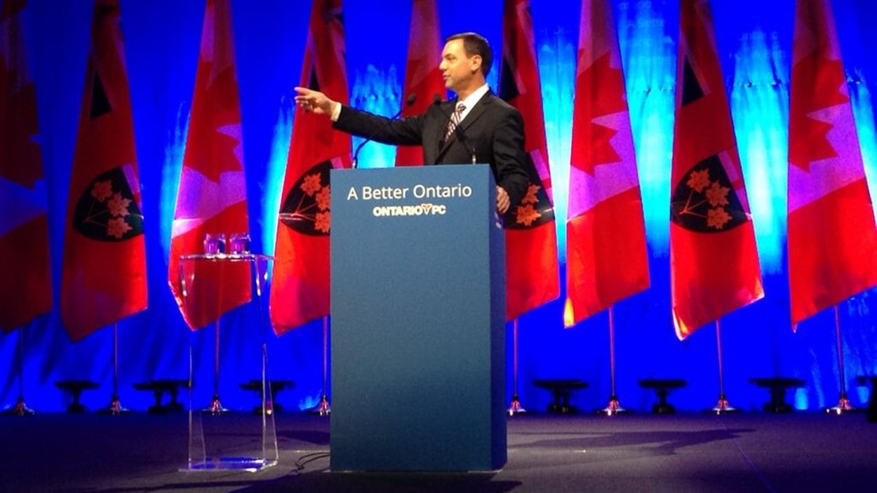 Tim Hudak lors du congrès du Parti progressiste-conservateur.