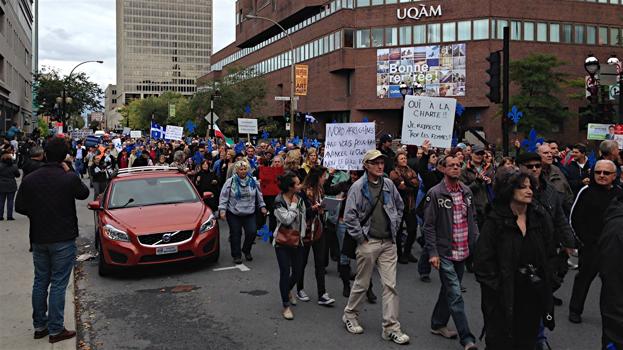 Manifestation en faveur de la charte à Montréal