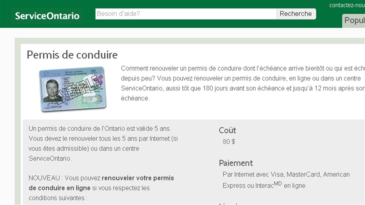 Permis De Conduire Renouvellement Sur Internet En Ontario Radio Canada Ca