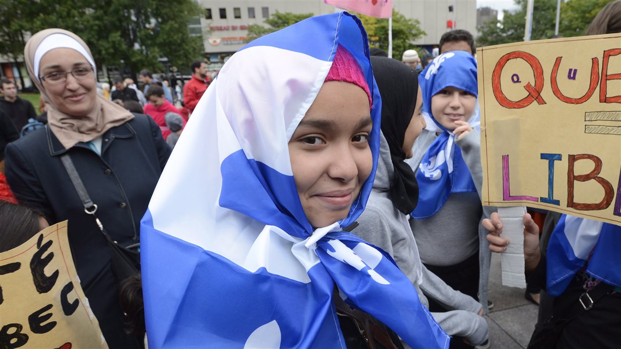 Manifestante contre la charte à Montréal, le 14 septembre 2013.