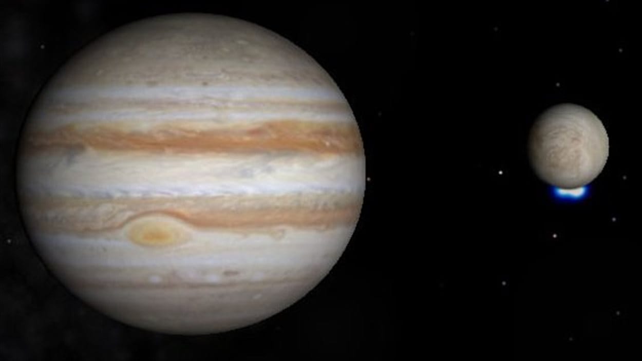 La planète Jupiter et la lune Europe