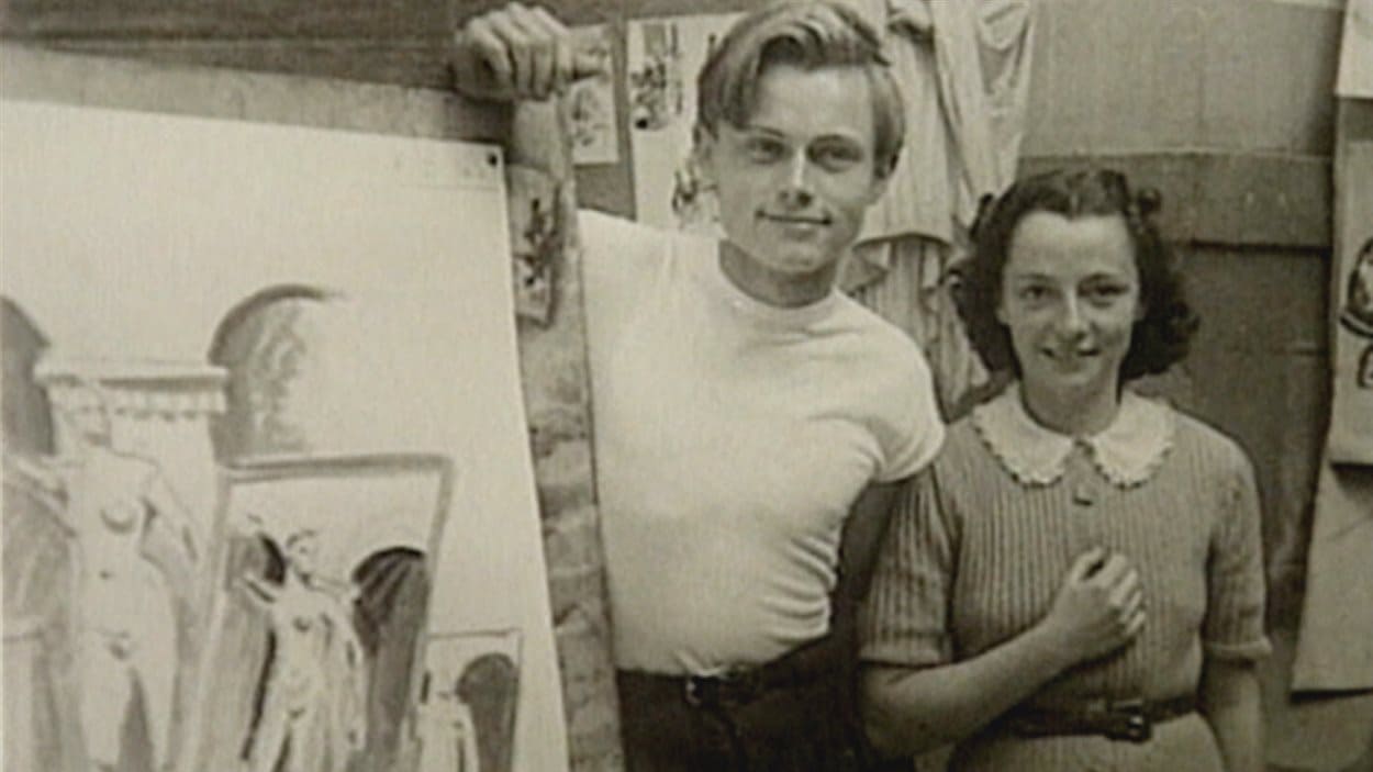 Frédéric Back, dans ses jeunes années, avec son épouse, Ghylaine Paquin