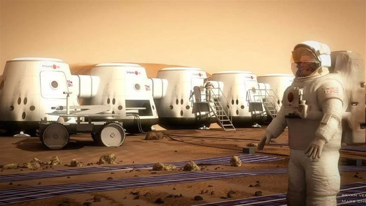Représentation d'un astronaute sur Mars