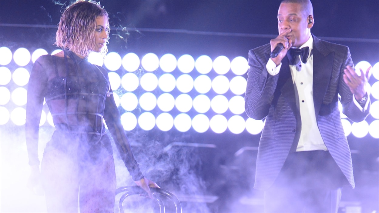 Beyoncé et Jay Z en prestation aux prix Grammy.