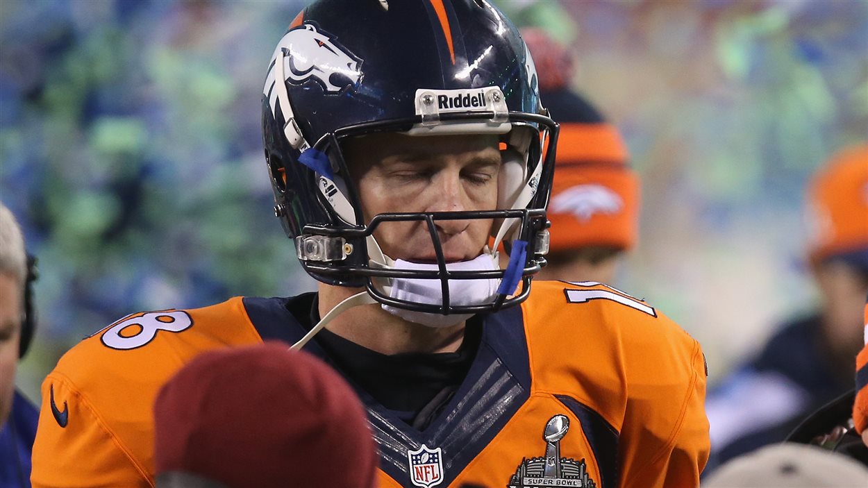 Peyton Manning après la défaite au Super Bowl