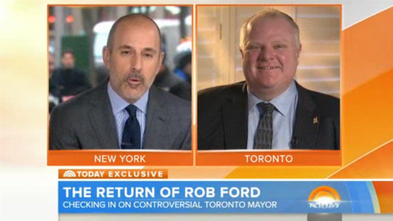 Le maire Rob Ford à l'émission Today Show mardi matin
