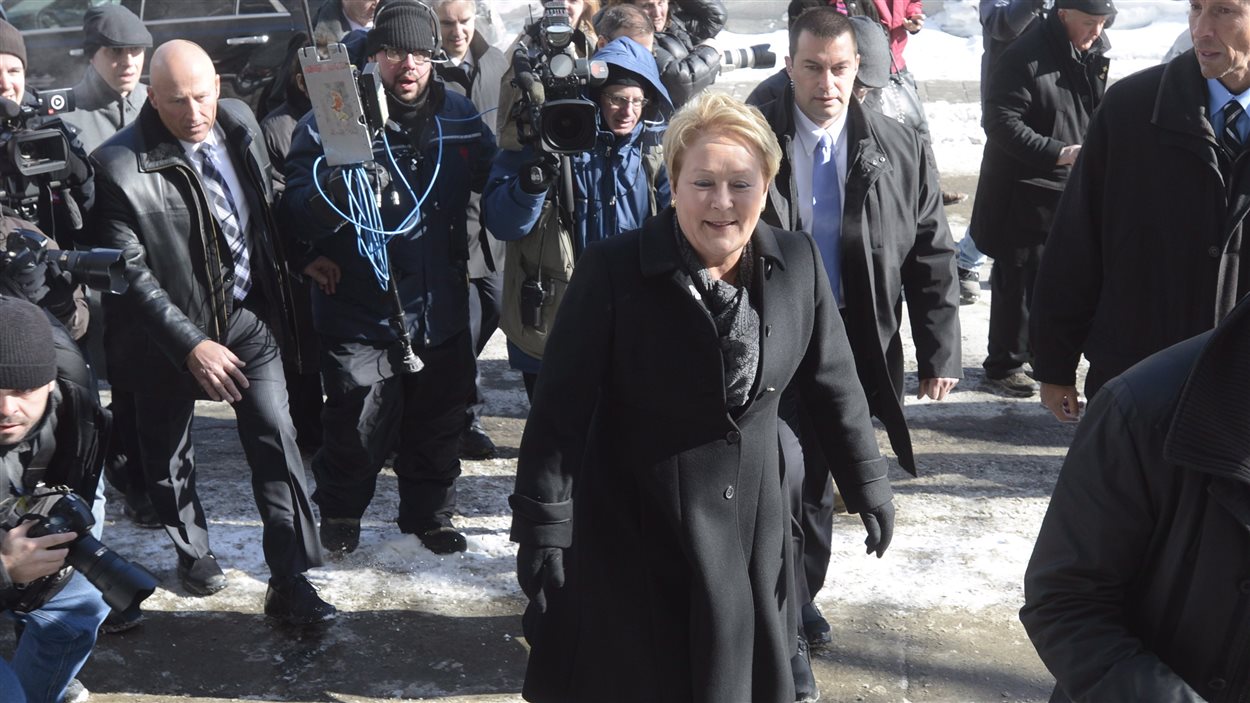 Pauline Marois au moment du déclenchement des élections, jeudi à Québec