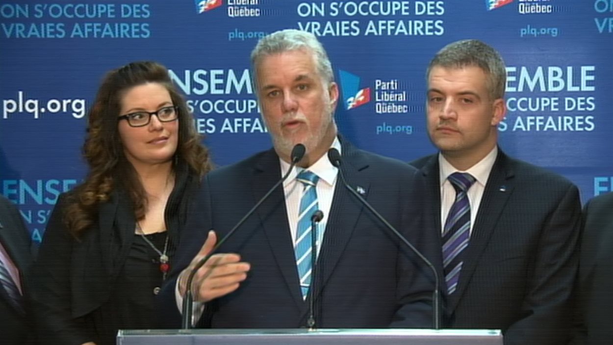 Le chef libéral, Philippe Couillard, à Sherbrooke, le 3 avril