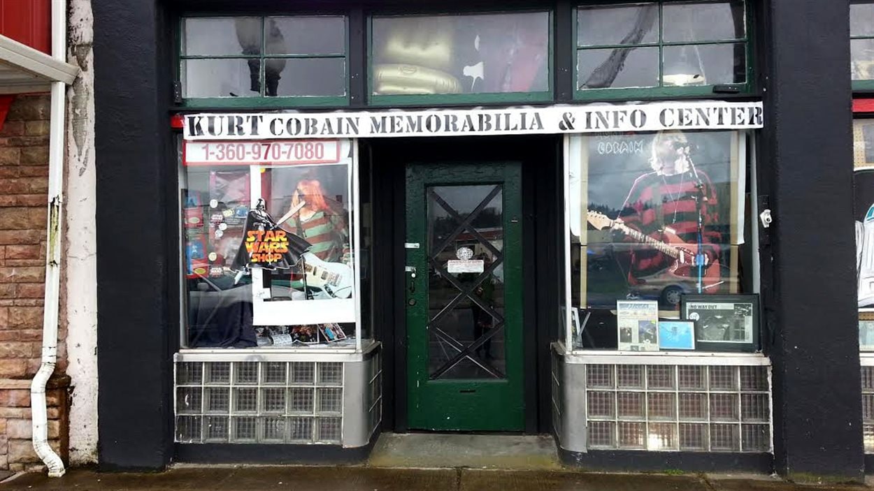Un magasin d'Aberdeen qui vend articles souvenirs de Kurt Cobain... et de Star Wars