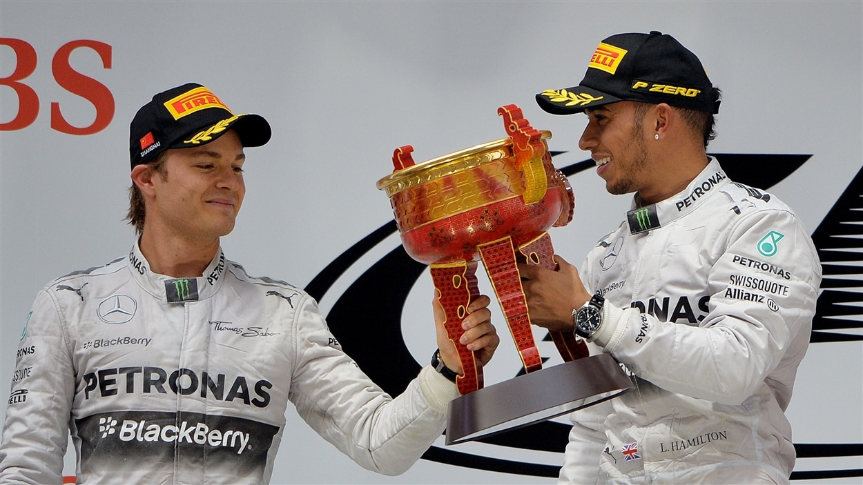 Nico Rosberg et Lewis Hamilton.
