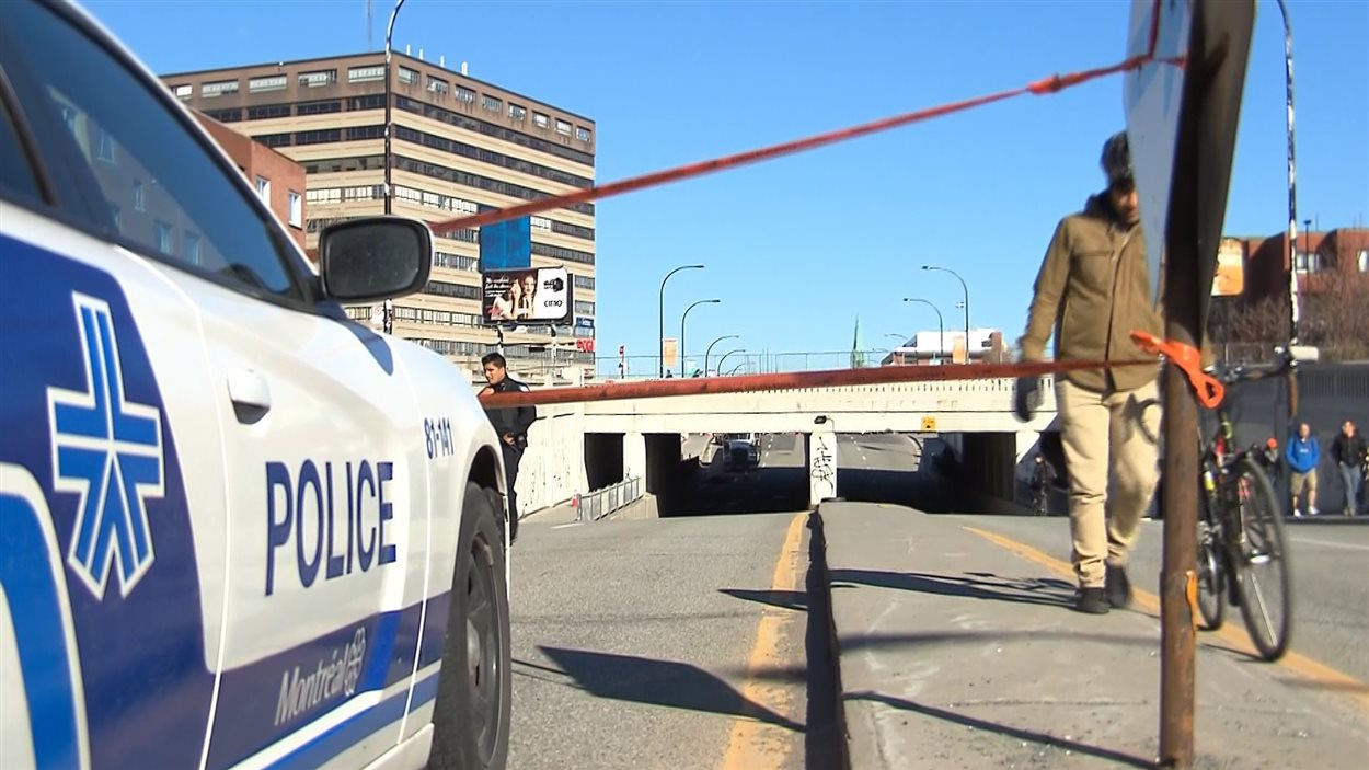 L'endroit où l'accident s'est produit, lundi, rue Saint-Denis