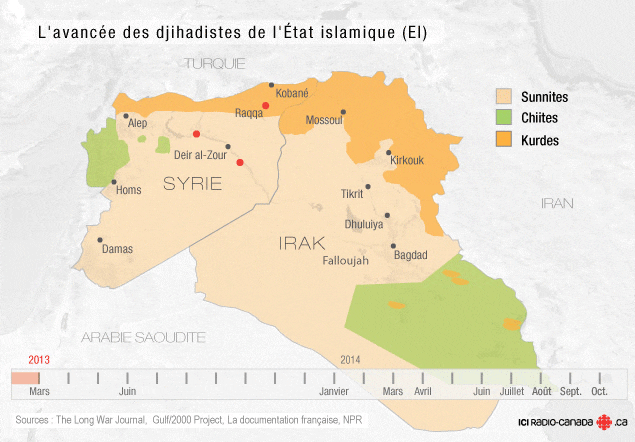 L'avancée des djihadistes de l'État islamique en Irak et au Levant (EIIL)