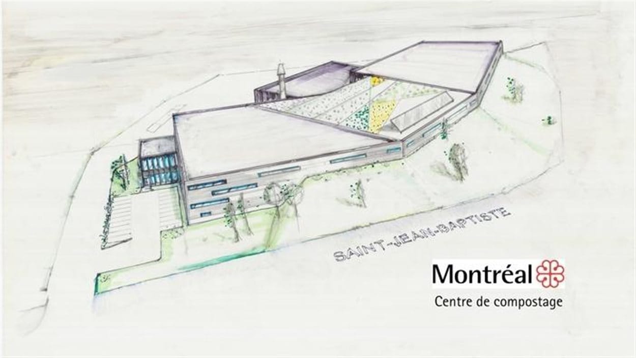 Croquis du futur centre de compostage à Rivière-des-Prairies-Pointe-aux-Trembles