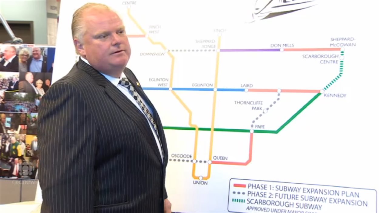Rob Ford promet 32 km supplémentaires de métro s'il est réélu en octobre.