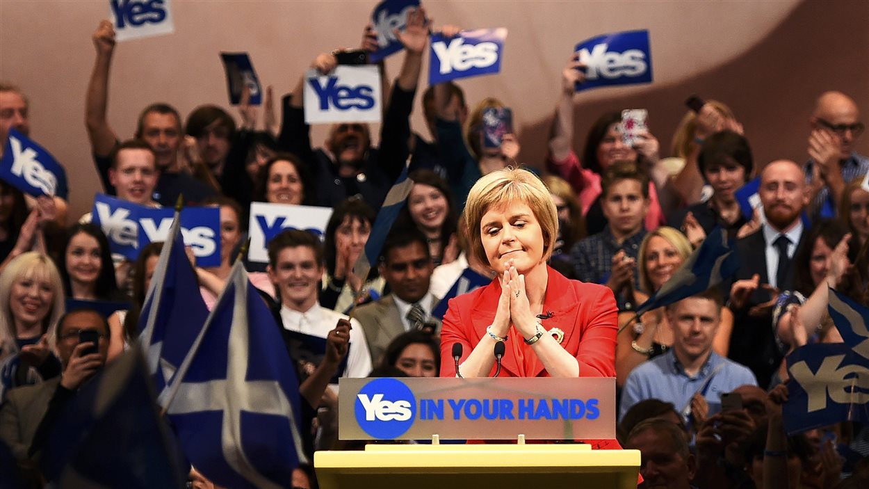 La vice-première ministre écossaise Nicola Sturgeon lors d'un rassemblement du oui, le 17 septembre.