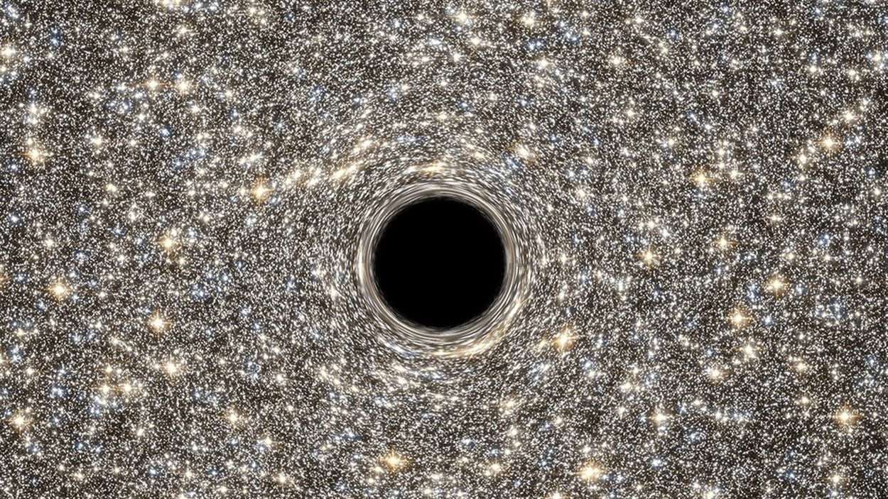 Représentation du trou noir au coeur de la galaxie M60-UCD1