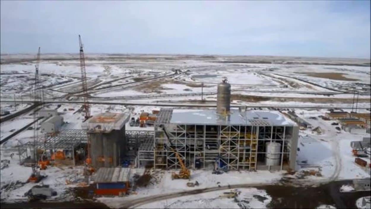 Vue du chantier de construction de l'usine de captage de carbone à Estevan.