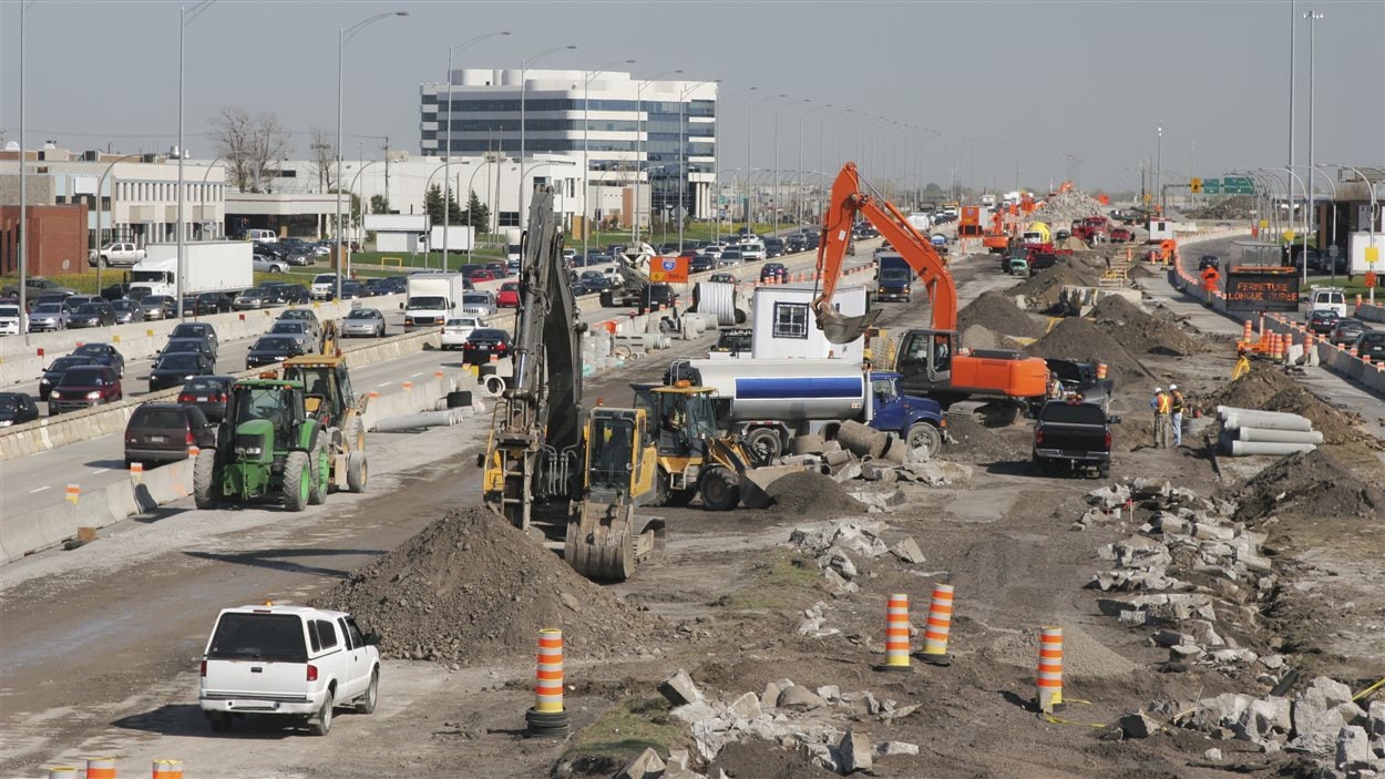 Travaux routiers dans la région de Montréal.